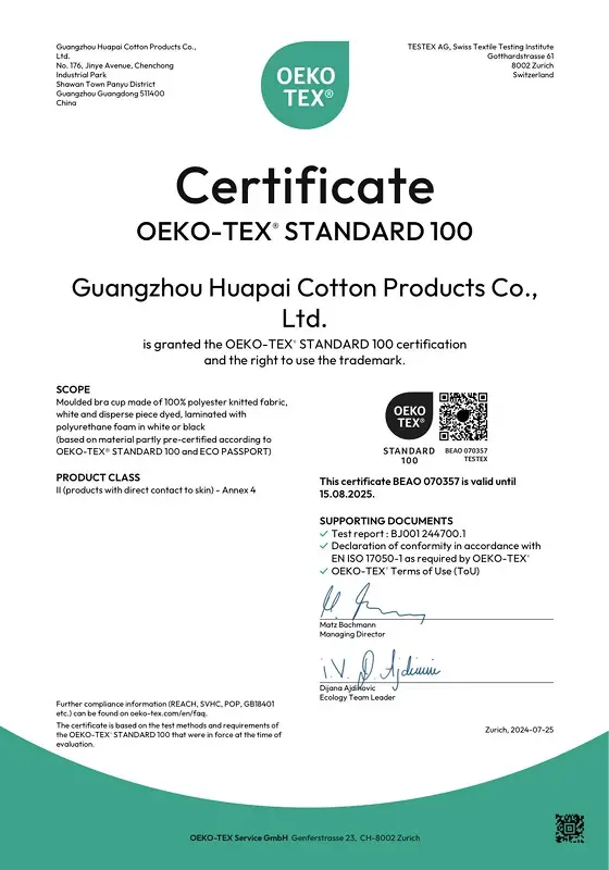 Hua pai --OEKO-TEX100 2025