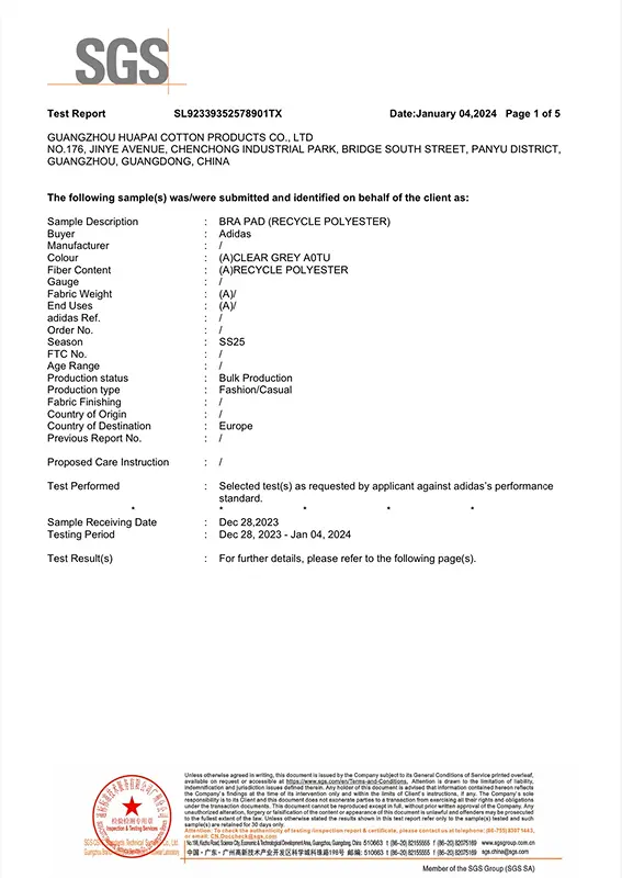 SGS certificate 2025